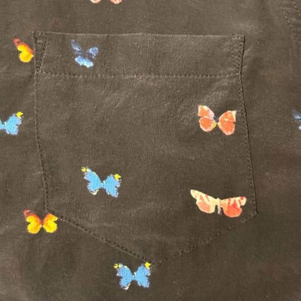 Rails 100% Silk Black Colorful Butterfly Long Sle… - image 4